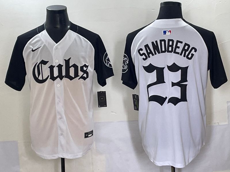 Men 2025 Chicago Cubs 23 Sandberg White black Five generations Joint Name Nike MLB Jersey style 6231